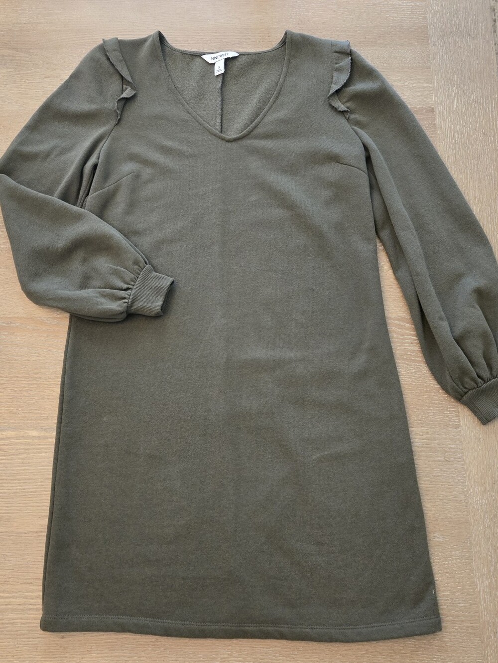 Nine West V-Neck Ruffle Sweater Dress